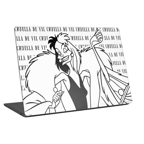 Disney Villains Cruella de Vil Black and White Universal Laptop 12in (9.8 x 6.8in) Skin