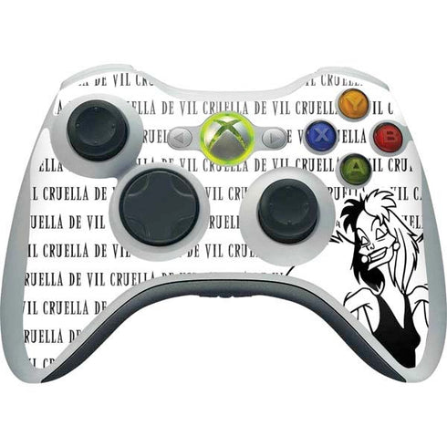 Disney Villains Cruella de Vil Black and White Xbox 360 Wireless Controller Skin
