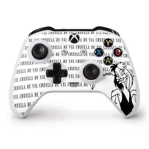 Disney Villains Cruella de Vil Black and White Xbox One S Controller Skin