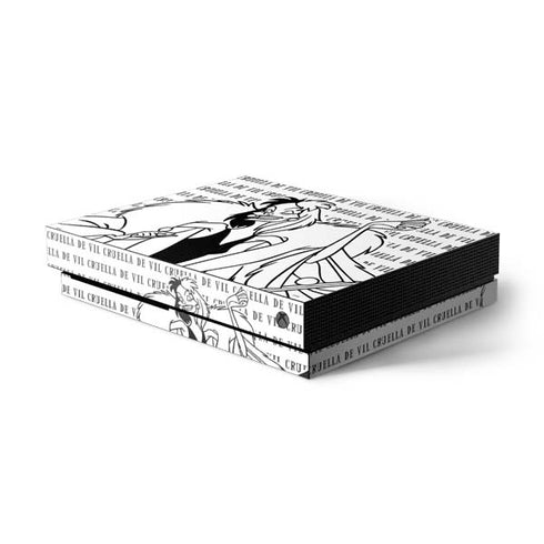 Disney Villains Cruella de Vil Black and White Xbox One X Console Skin