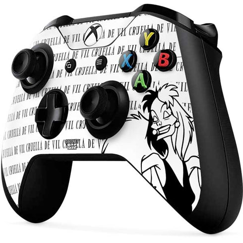 Disney Villains Cruella de Vil Black and White Xbox One X Controller Skin