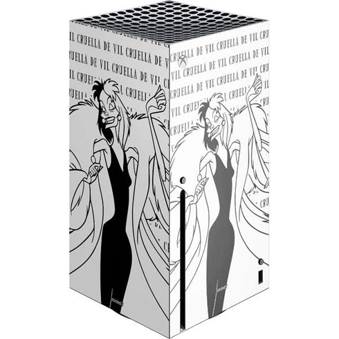 Disney Villains Cruella de Vil Black and White Xbox Series X Console Skin