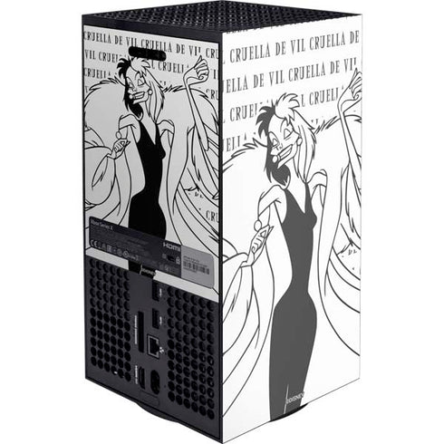 Disney Villains Cruella de Vil Black and White Xbox Series X Console Skin