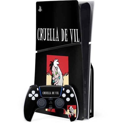 Disney Villains Cruella de Vil PS5 Slim Disk Bundle Skin
