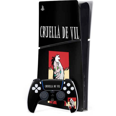 Disney Villains Cruella de Vil PS5 Slim Digital Edition Bundle Skin