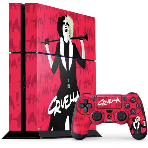 Disney Cruella (2021) Evil Laugh PS4 Console and Controller Bundle Skin