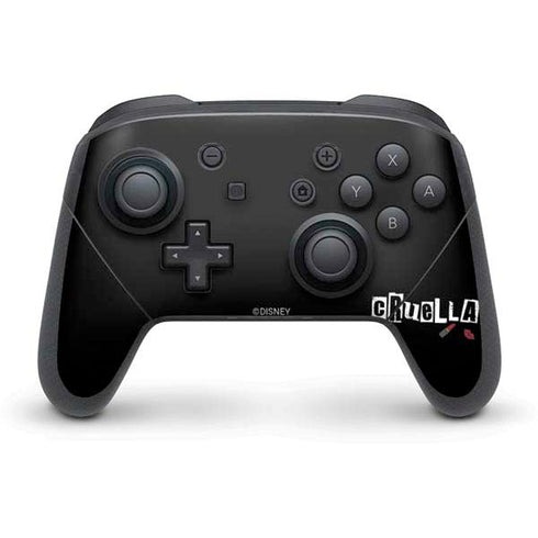 Disney Cruella (2021) Logo and Lipstick Nintendo Switch Pro Controller Skin