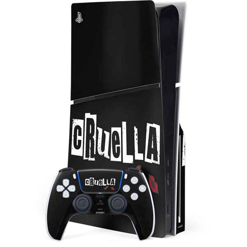 Disney Cruella (2021) Logo and Lipstick PS5 Slim Disk Bundle Skin