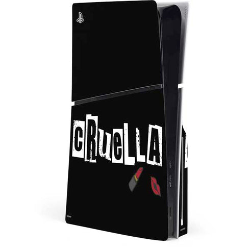 Disney Cruella (2021) Logo and Lipstick PS5 Slim Disk Console Skin