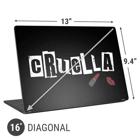 Disney Cruella (2021) Logo and Lipstick Universal Laptop 16in (13 x 9.4in) Skin