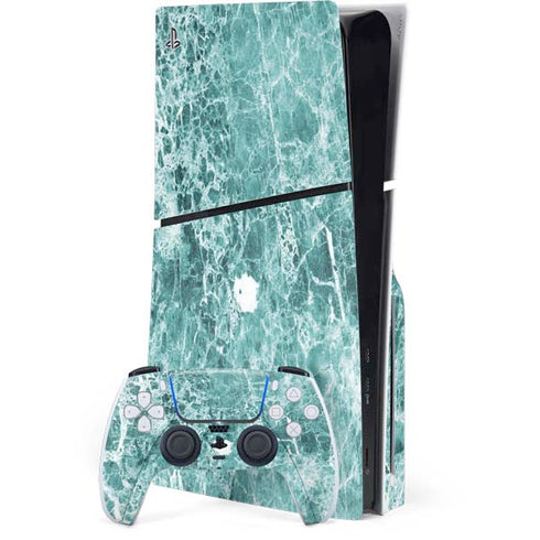 Crushed Turquoise PS5 Slim Disk Bundle Skin