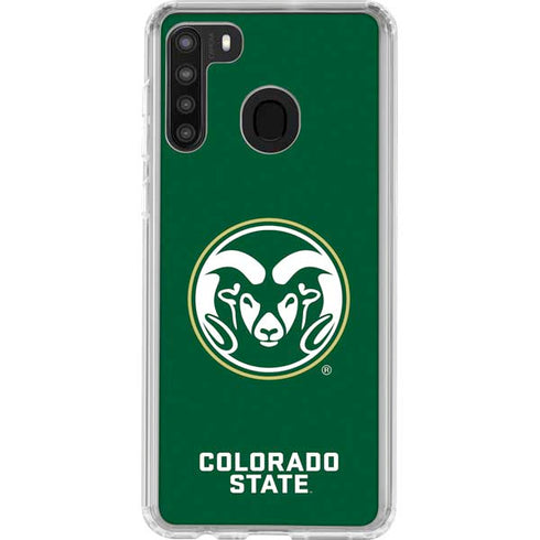 Colorado State University CSU Rams Logo Galaxy A21 Clear Case