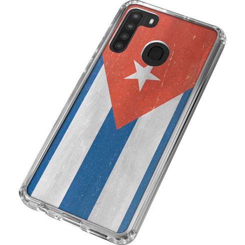 Cuban Flag Distressed Galaxy A21 Clear Case