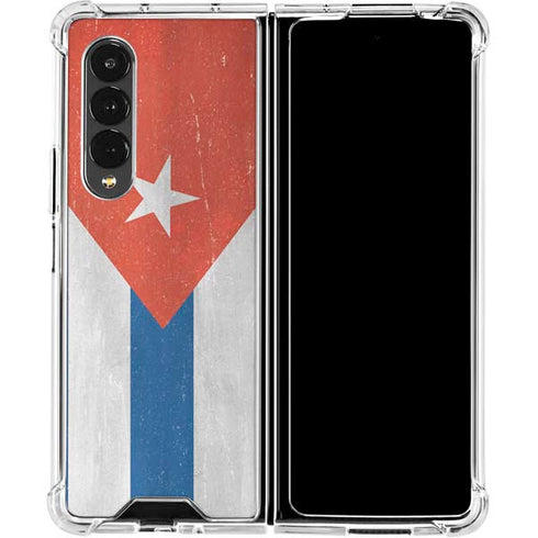 Cuban Flag Distressed Galaxy Z Fold4 5G Clear Case