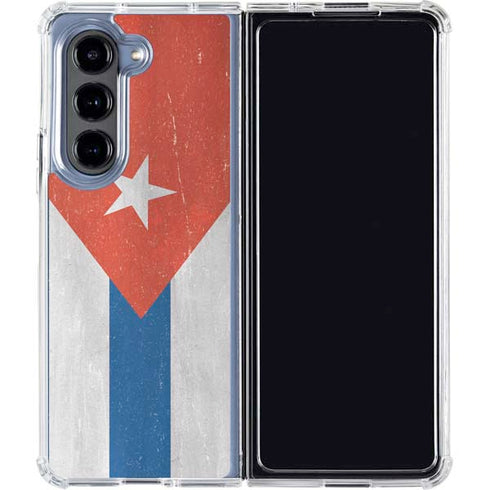 Cuban Flag Distressed Galaxy Z Fold5 5G Clear Case
