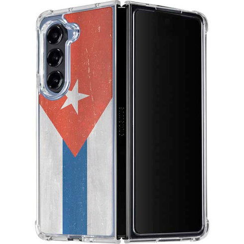 Cuban Flag Distressed Galaxy Z Fold5 5G Clear Case