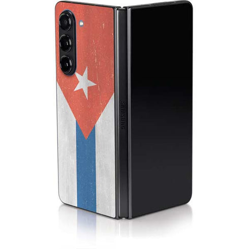 Cuban Flag Distressed Galaxy Z Fold5 5G Skin