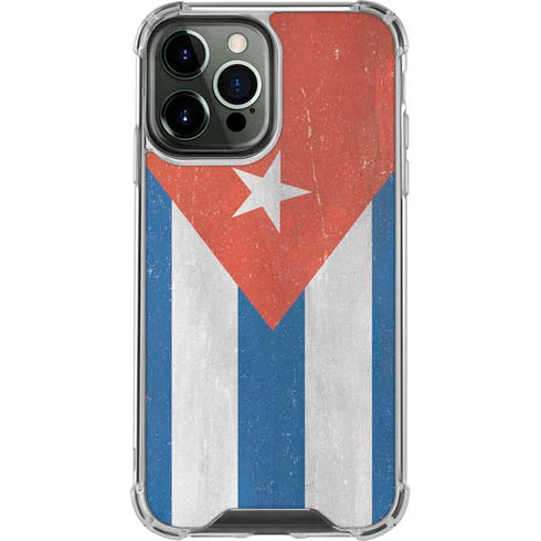 Cuban Flag Distressed iPhone 13 Pro Max Clear Case