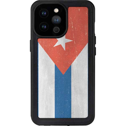 Cuban Flag Distressed iPhone 14 Pro Max Waterproof Case