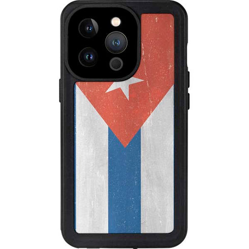 Cuban Flag Distressed iPhone 15 Pro Waterproof Case