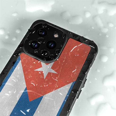 Cuban Flag Distressed iPhone 15 Pro Waterproof Case