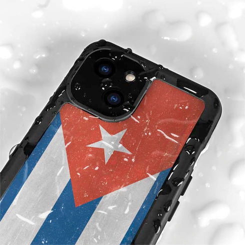 Cuban Flag Distressed iPhone 15 Waterproof Case