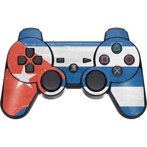Cuban Flag Distressed PS3 Dual Shock wireless controller Skin