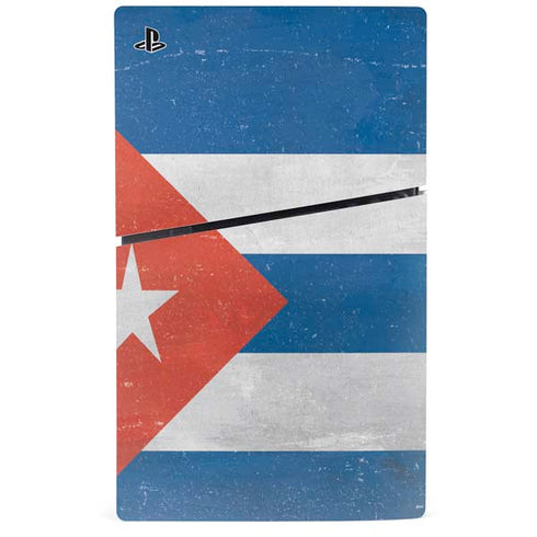 Cuban Flag Distressed PS5 Slim Digital Edition Bundle Skin