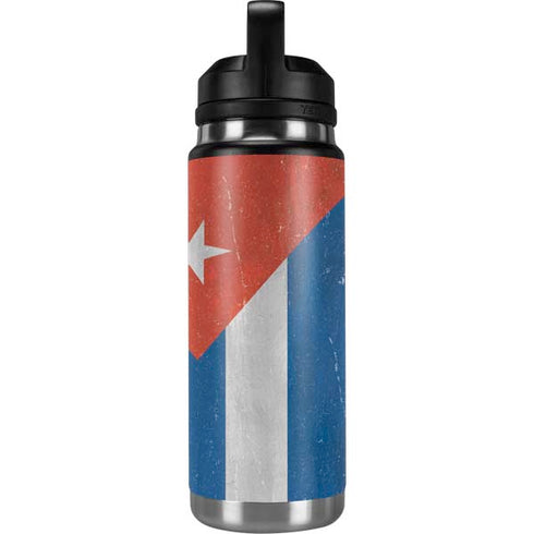 Cuban Flag Distressed YETI Rambler 26oz Bottle Skin
