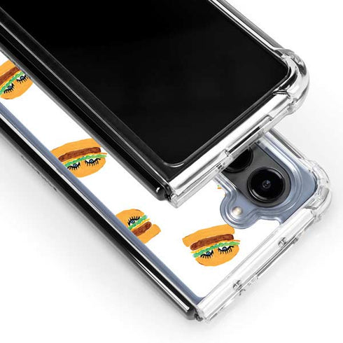 Bouffants and Broken Hearts Cute Burgers Galaxy Z Fold5 5G Clear Case