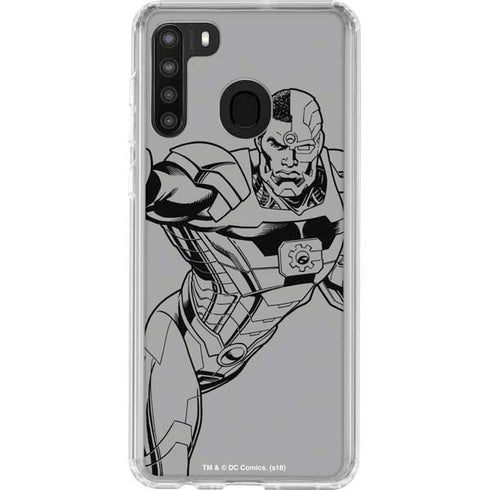 DC Comics Cyborg Comic Pop Galaxy A21 Clear Case