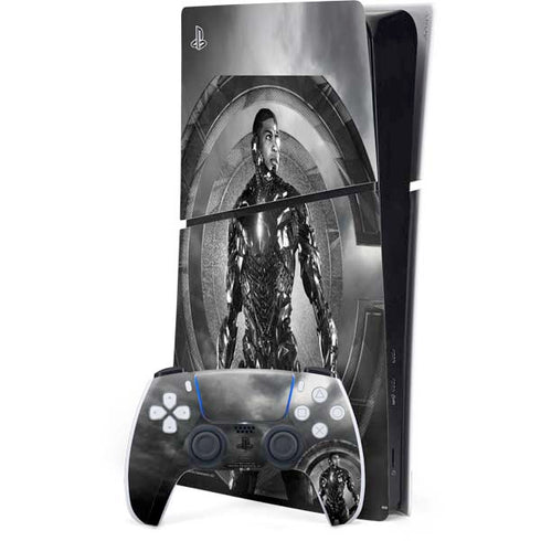 The Justice League (2017) Cyborg Poster PS5 Slim Digital Edition Console Skin