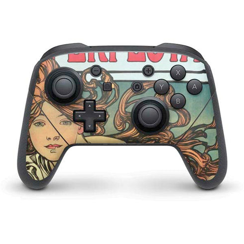 Alphonse Mucha Cycles Perfecta Nintendo Switch Pro Controller Skin