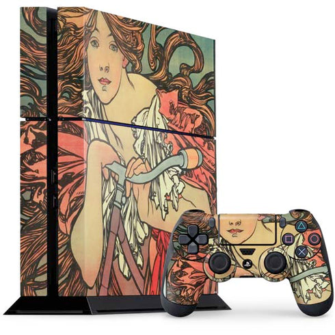 Alphonse Mucha Cycles Perfecta PS4 Console and Controller Bundle Skin