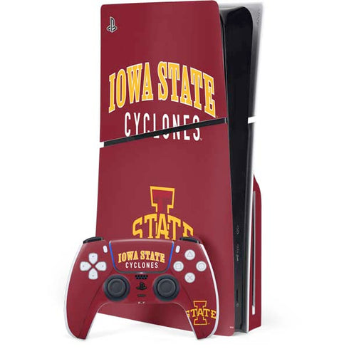 Iowa State University Collegiate Text PS5 Slim Disk Bundle Skin