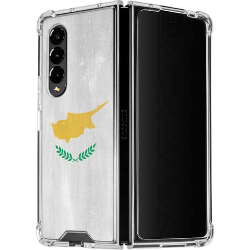 Cyprus Flag Distressed Galaxy Z Fold4 5G Clear Case