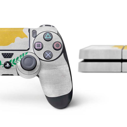 Cyprus Flag Distressed PS4 Console and Controller Bundle Skin