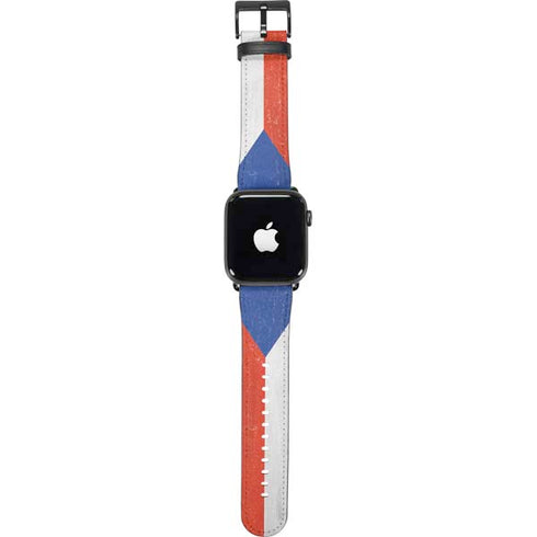 Czech Republic Flag Distressed Apple Watch Band 42-44mm