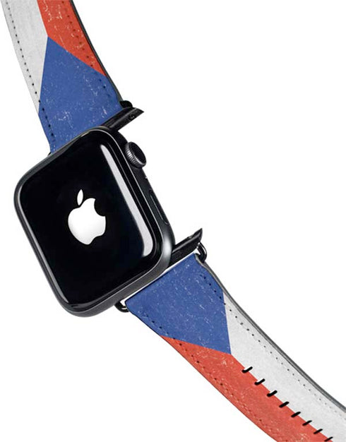 Czech Republic Flag Distressed Apple Watch Band 38-40mm