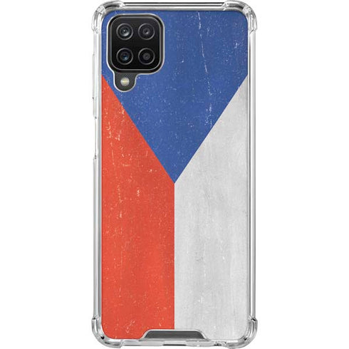 Czech Republic Flag Distressed Galaxy A12 Clear Case