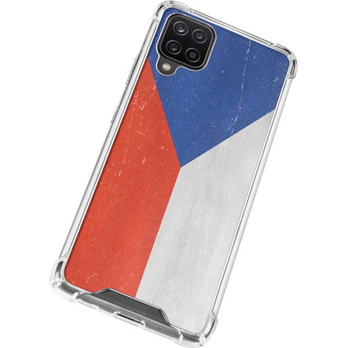 Czech Republic Flag Distressed Galaxy A12 Clear Case