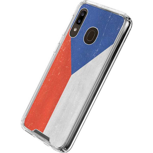 Czech Republic Flag Distressed Galaxy A30 Clear Case