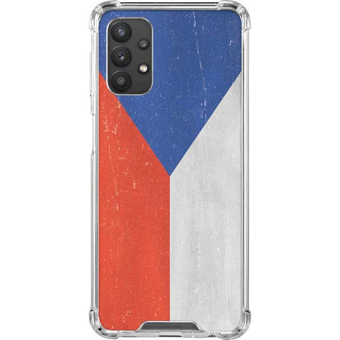 Czech Republic Flag Distressed Galaxy A32 5G Clear Case