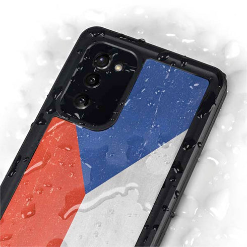 Czech Republic Flag Distressed Galaxy Note20 5G Waterproof Case
