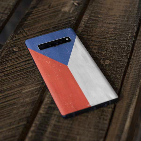 Czech Republic Flag Distressed Galaxy S10 Skin