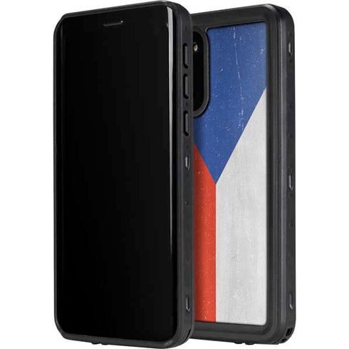 Czech Republic Flag Distressed Galaxy S20 Plus Waterproof Case