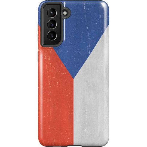 Czech Republic Flag Distressed Galaxy S21 FE Pro Case