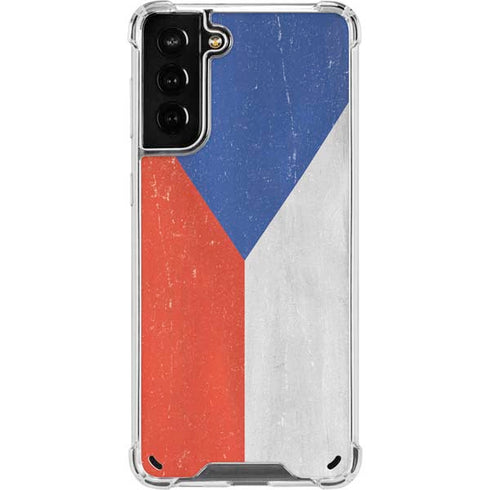 Czech Republic Flag Distressed Galaxy S21 Plus 5G Clear Case