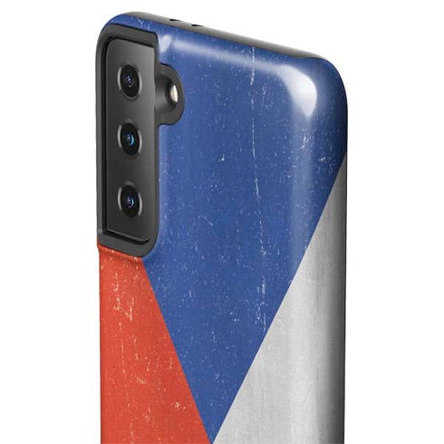 Czech Republic Flag Distressed Galaxy S21 Plus 5G Pro Case