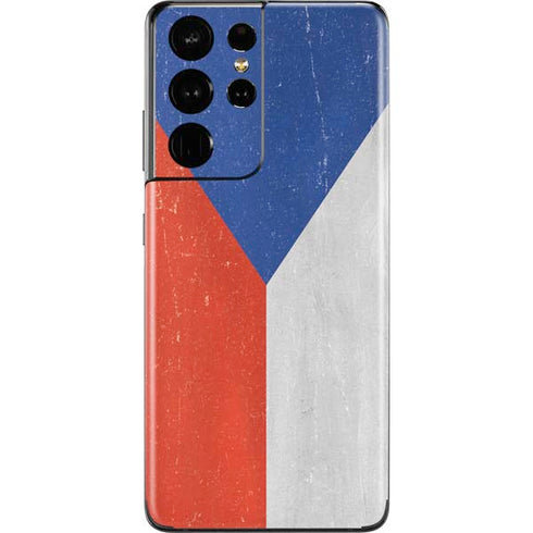 Czech Republic Flag Distressed Galaxy S21 Ultra 5G Skin